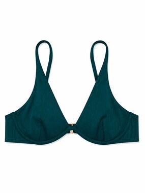 Hollister Deep Teal Ribbed Underwire Bikini Top – Size XS EUC